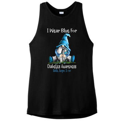 November Diabetes Awareness Funny Gnomes Wear Blue Ladies PosiCharge Tri-Blend Wicking Tank