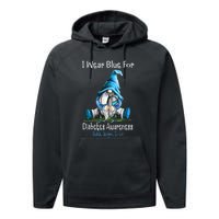 November Diabetes Awareness Funny Gnomes Wear Blue Performance Fleece Hoodie