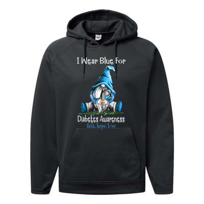 November Diabetes Awareness Funny Gnomes Wear Blue Performance Fleece Hoodie