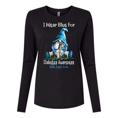 November Diabetes Awareness Funny Gnomes Wear Blue Womens Cotton Relaxed Long Sleeve T-Shirt