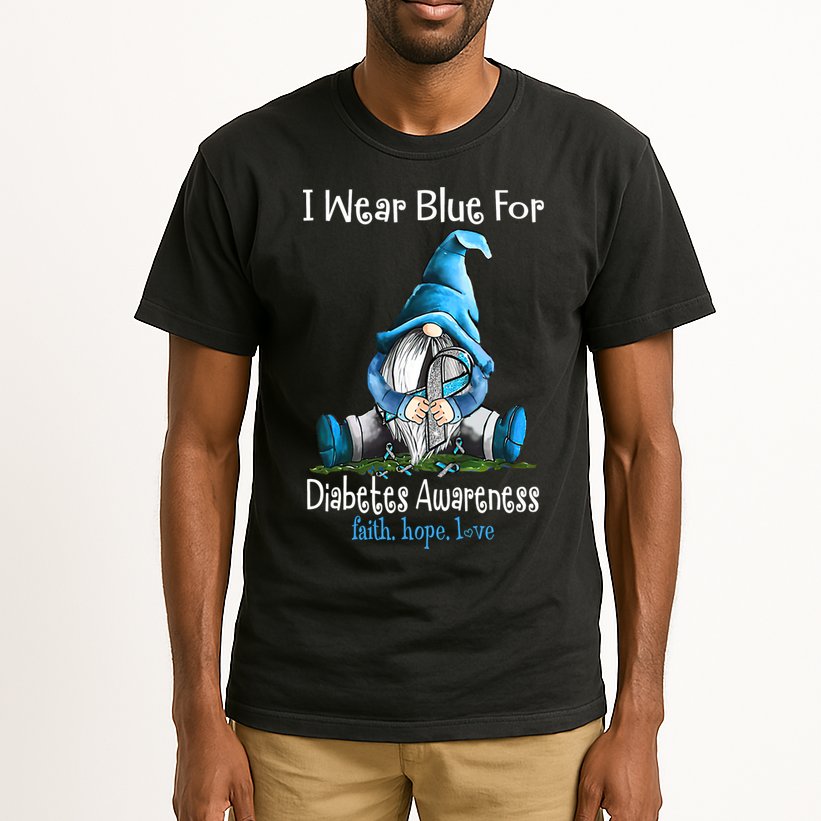 November Diabetes Awareness Funny Gnomes Wear Blue Tall T-Shirt