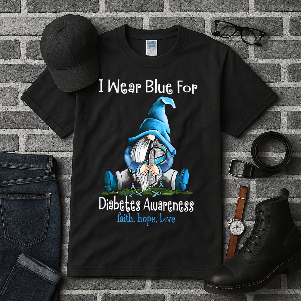 November Diabetes Awareness Funny Gnomes Wear Blue Tall T-Shirt