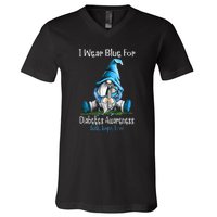 November Diabetes Awareness Funny Gnomes Wear Blue V-Neck T-Shirt