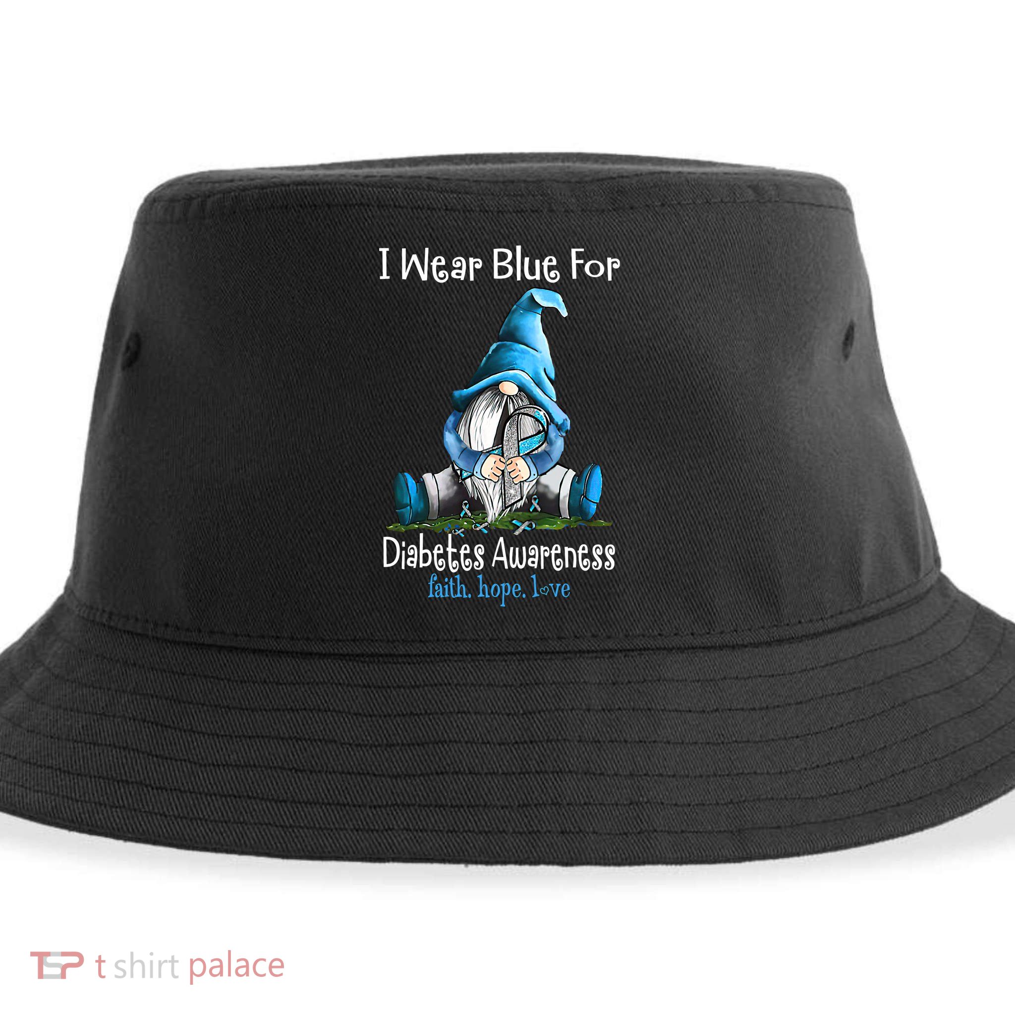 November Diabetes Awareness Funny Gnomes Wear Blue Sustainable Bucket Hat