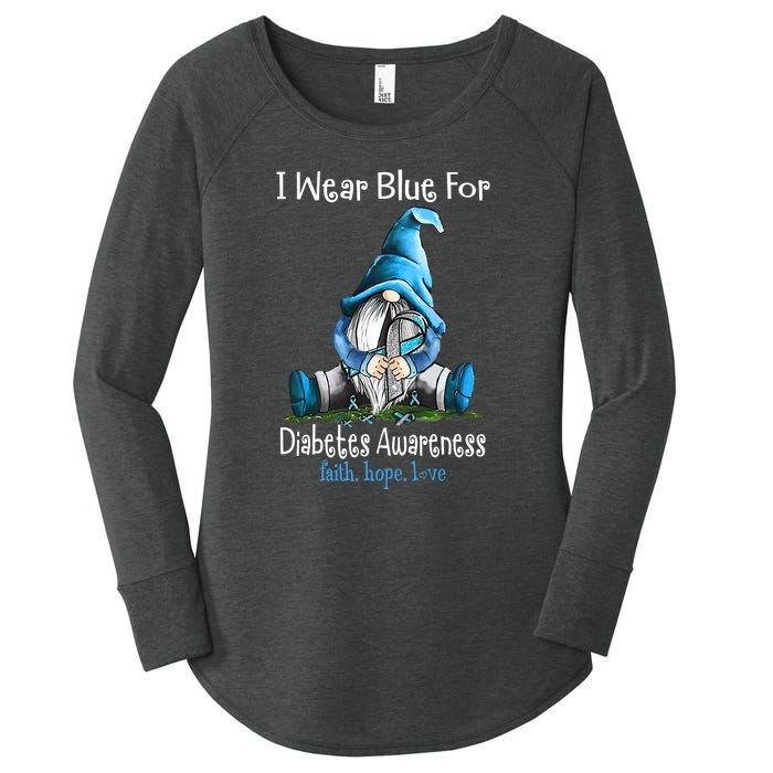 November Diabetes Awareness Funny Gnomes Wear Blue Women's Perfect Tri Tunic Long Sleeve Shirt