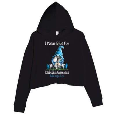 November Diabetes Awareness Funny Gnomes Wear Blue Crop Fleece Hoodie