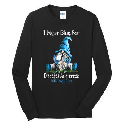 November Diabetes Awareness Funny Gnomes Wear Blue Tall Long Sleeve T-Shirt