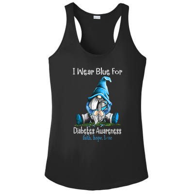 November Diabetes Awareness Funny Gnomes Wear Blue Ladies PosiCharge Competitor Racerback Tank