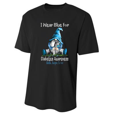 November Diabetes Awareness Funny Gnomes Wear Blue Performance Sprint T-Shirt