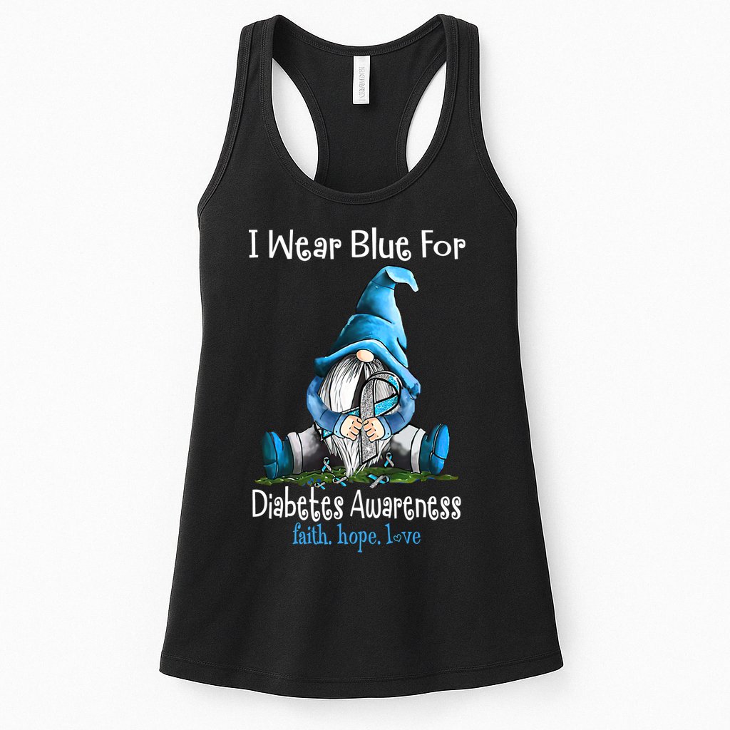 November Diabetes Awareness Funny Gnomes Wear Blue Womens Tank Top