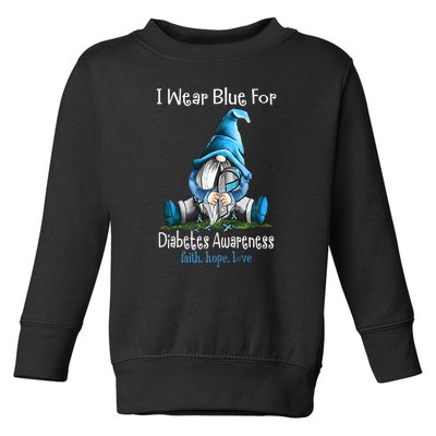 November Diabetes Awareness Funny Gnomes Wear Blue Toddler Sweatshirt