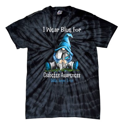 November Diabetes Awareness Funny Gnomes Wear Blue Tie-Dye T-Shirt