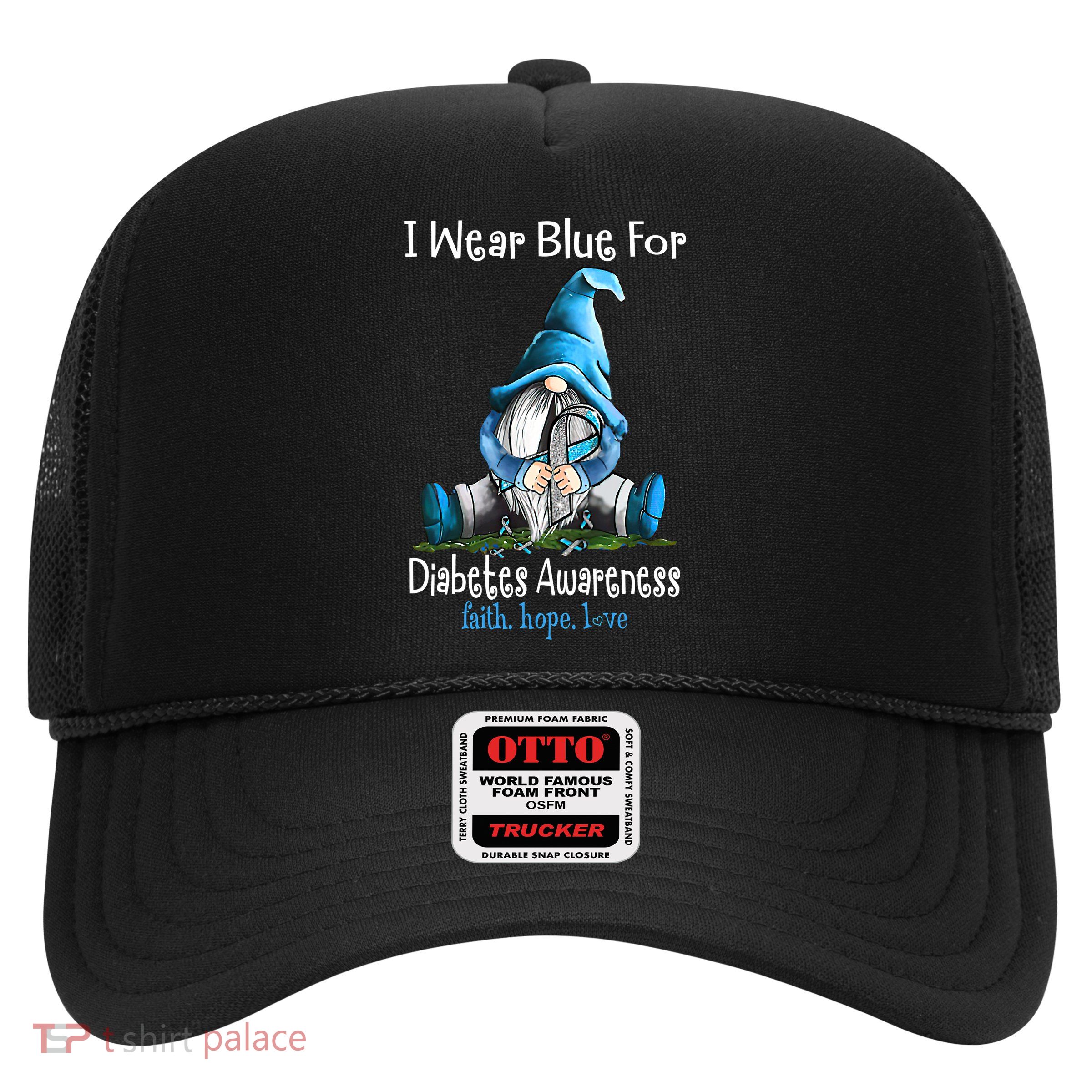 November Diabetes Awareness Funny Gnomes Wear Blue Trucker Hat
