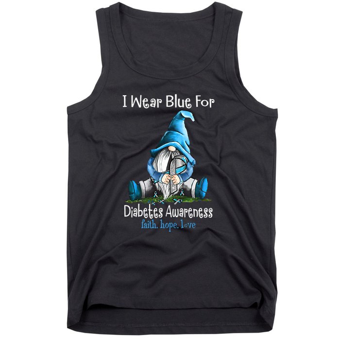 November Diabetes Awareness Funny Gnomes Wear Blue Tank Top