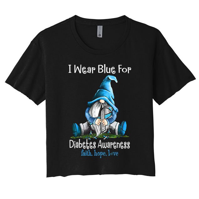 November Diabetes Awareness Funny Gnomes Wear Blue Crop Top