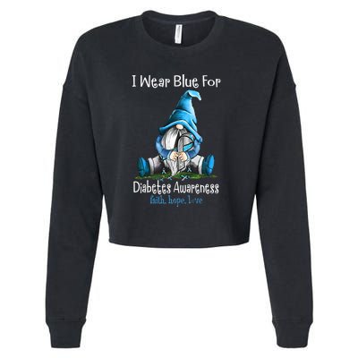 November Diabetes Awareness Funny Gnomes Wear Blue Cropped Pullover Crew