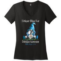 November Diabetes Awareness Funny Gnomes Wear Blue Women's V-Neck T-Shirt