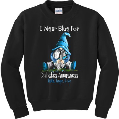 November Diabetes Awareness Funny Gnomes Wear Blue Kids Sweatshirt