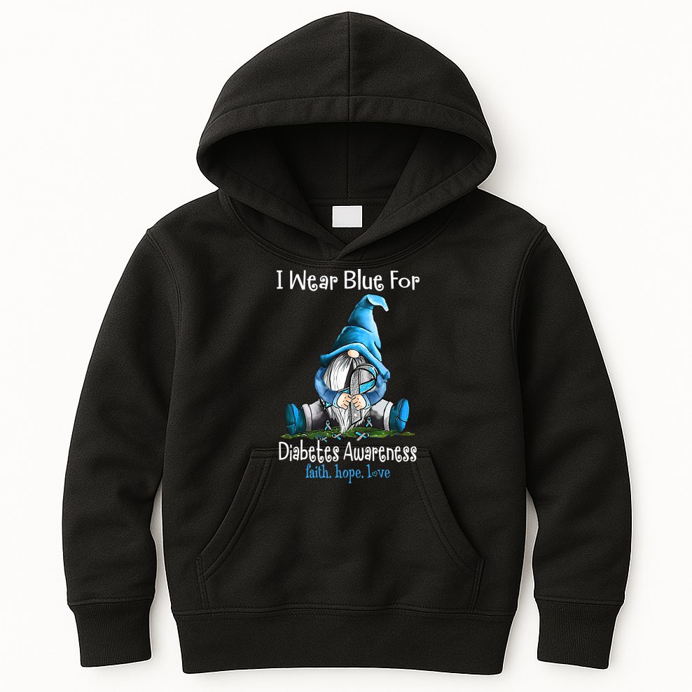 November Diabetes Awareness Funny Gnomes Wear Blue Kids Hoodie