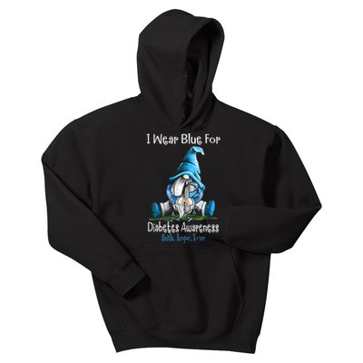 November Diabetes Awareness Funny Gnomes Wear Blue Kids Hoodie