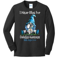 November Diabetes Awareness Funny Gnomes Wear Blue Kids Long Sleeve Shirt