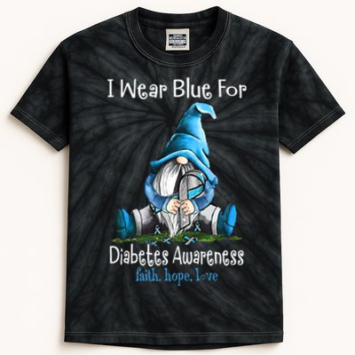 November Diabetes Awareness Funny Gnomes Wear Blue Kids Tie-Dye T-Shirt