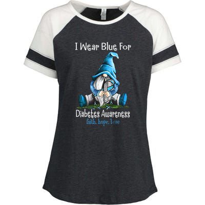 November Diabetes Awareness Funny Gnomes Wear Blue Enza Ladies Jersey Colorblock Tee