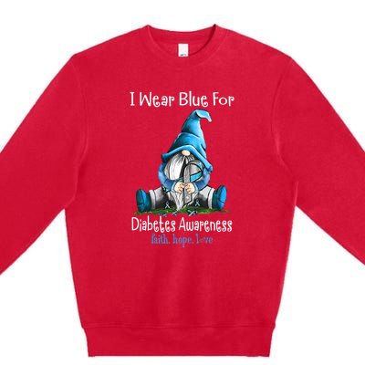 November Diabetes Awareness Funny Gnomes Wear Blue Premium Crewneck Sweatshirt