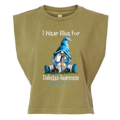 November Diabetes Awareness Funny Gnomes Wear Blue Garment-Dyed Women's Muscle Tee