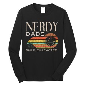 Nerdy Dads Build Character Funny Rpg Gaming D20 Dice Gamer Long Sleeve Shirt