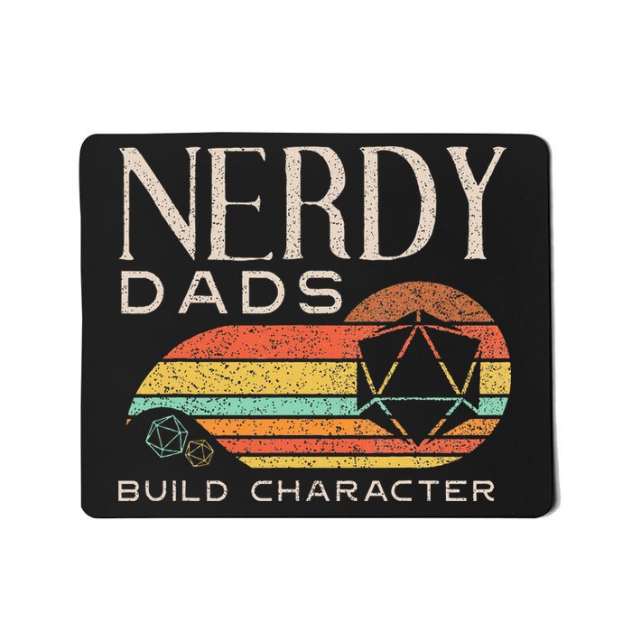 Nerdy Dads Build Character Funny Rpg Gaming D20 Dice Gamer Mousepad