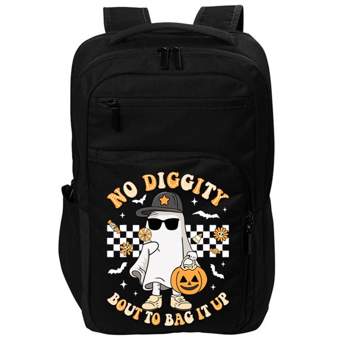 No Diggity Bout To Bag It Up Spooky Ghost Halloween Boy Impact Tech Backpack