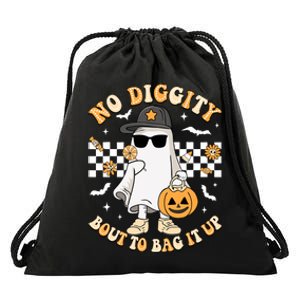 No Diggity Bout To Bag It Up Spooky Ghost Halloween Boy Drawstring Bag