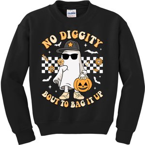 No Diggity Bout To Bag It Up Spooky Ghost Halloween Boy Kids Sweatshirt