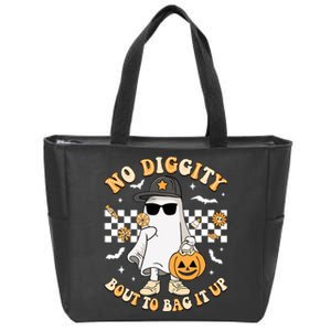 No Diggity Bout To Bag It Up Spooky Ghost Halloween Boy Zip Tote Bag