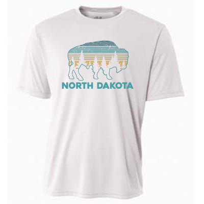 North Dakota Bison Vintage American Buffalo Souvenir Gift Cooling Performance Crew T-Shirt