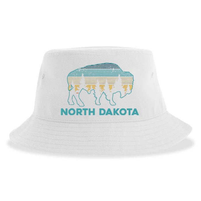 North Dakota Bison Vintage American Buffalo Souvenir Gift Sustainable Bucket Hat