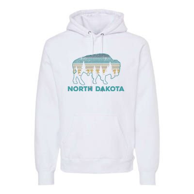 North Dakota Bison Vintage American Buffalo Souvenir Gift Premium Hoodie