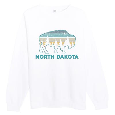 North Dakota Bison Vintage American Buffalo Souvenir Gift Premium Crewneck Sweatshirt