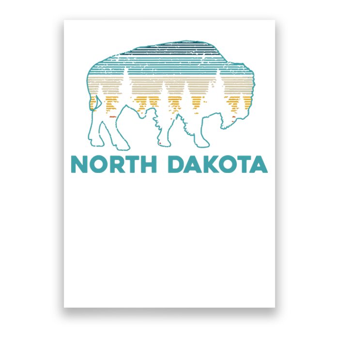 North Dakota Bison Vintage American Buffalo Souvenir Gift Poster