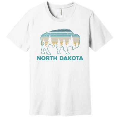 North Dakota Bison Vintage American Buffalo Souvenir Gift Premium T-Shirt