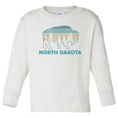 North Dakota Bison Vintage American Buffalo Souvenir Gift Toddler Long Sleeve Shirt