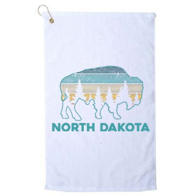 North Dakota Bison Vintage American Buffalo Souvenir Gift Platinum Collection Golf Towel