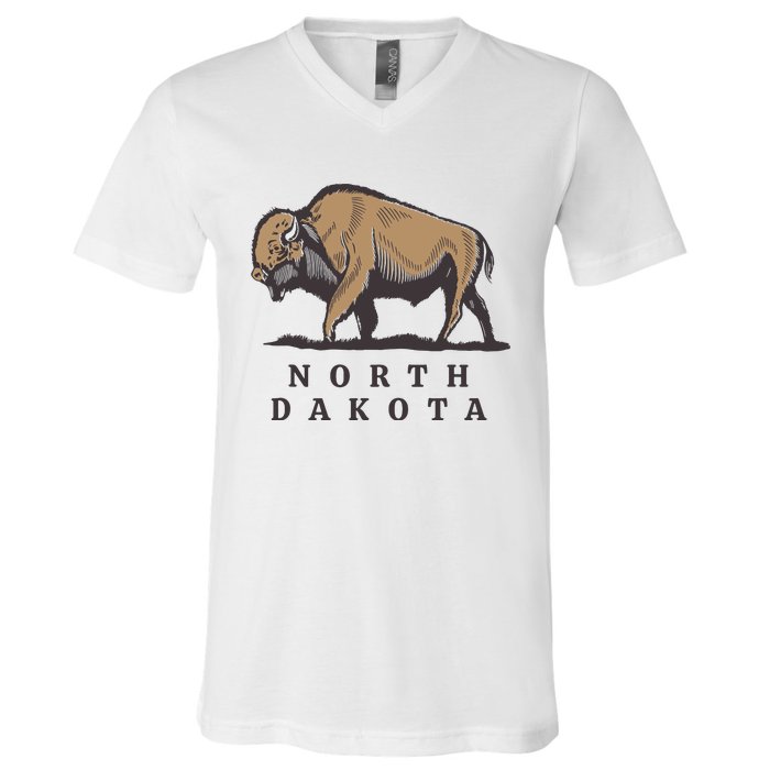 North Dakota Buffalo V-Neck T-Shirt