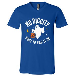 No Diggity Bout To Bag It Up Cute Ghost Halloween Candy V-Neck T-Shirt