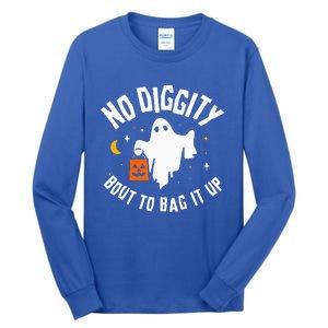 No Diggity Bout To Bag It Up Cute Ghost Halloween Candy Tall Long Sleeve T-Shirt