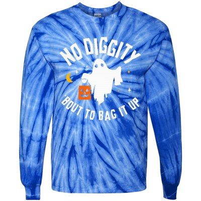 No Diggity Bout To Bag It Up Cute Ghost Halloween Candy Tie-Dye Long Sleeve Shirt