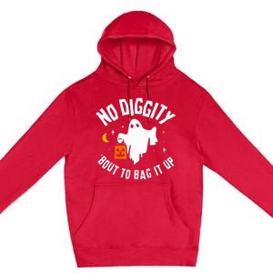 No Diggity Bout To Bag It Up Cute Ghost Halloween Candy Premium Pullover Hoodie