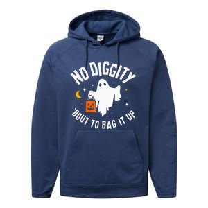 No Diggity Bout To Bag It Up Cute Ghost Halloween Candy Performance Fleece Hoodie