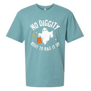 No Diggity Bout To Bag It Up Cute Ghost Halloween Candy Sueded Cloud Jersey T-Shirt